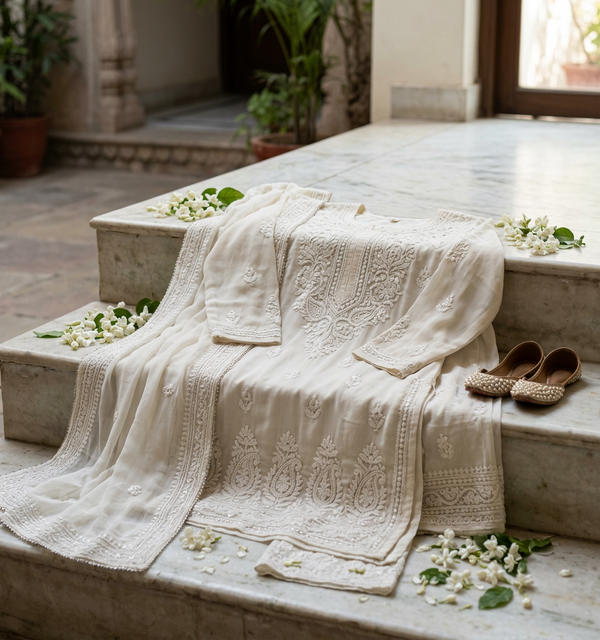 Chikankari Anarkali Dress