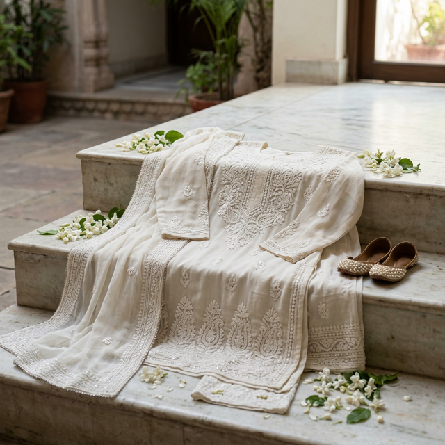 Chikankari Anarkali Dress