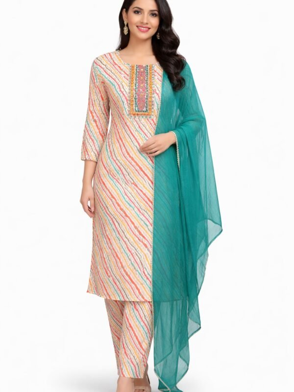 Cotton dress chiffon dupatta