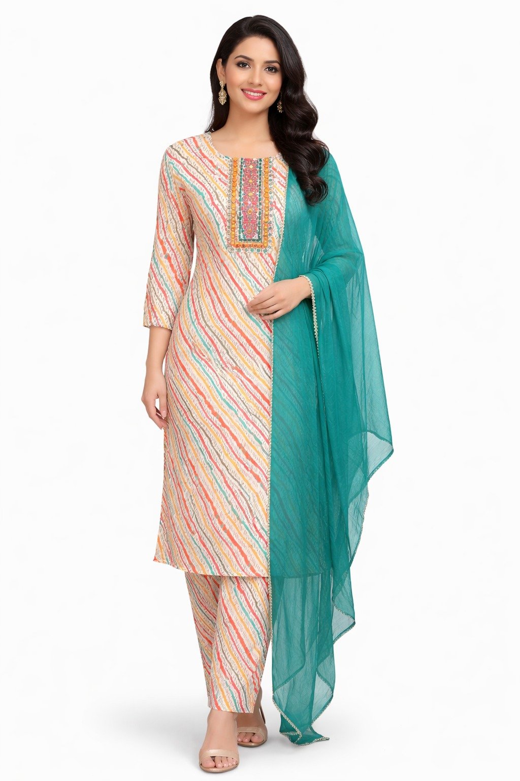 Cotton dress chiffon dupatta