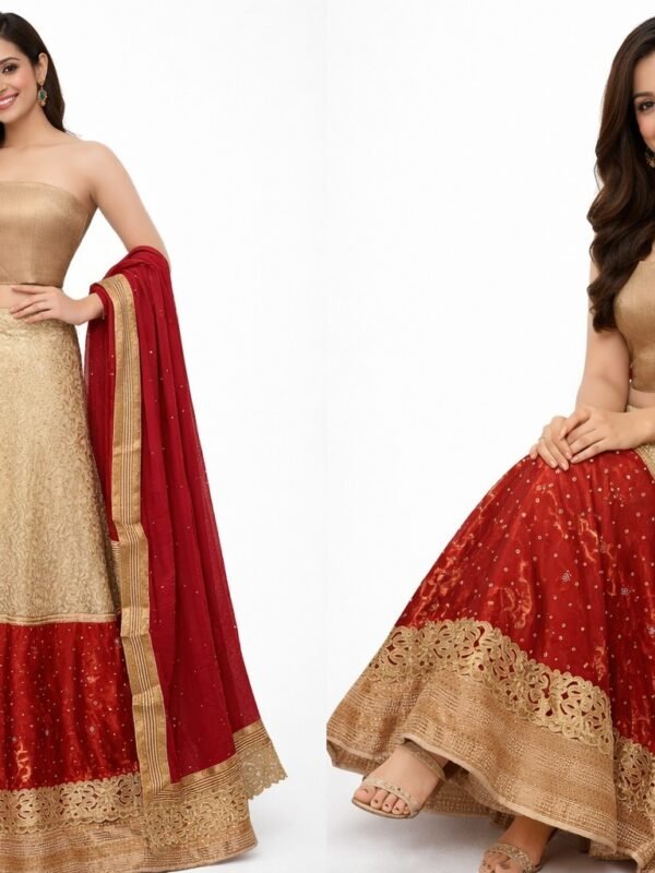 Gold & Red Lehenga Choli with Dupatta