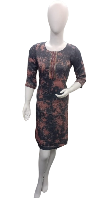 Midnight Tie-Dye Straight Kurti