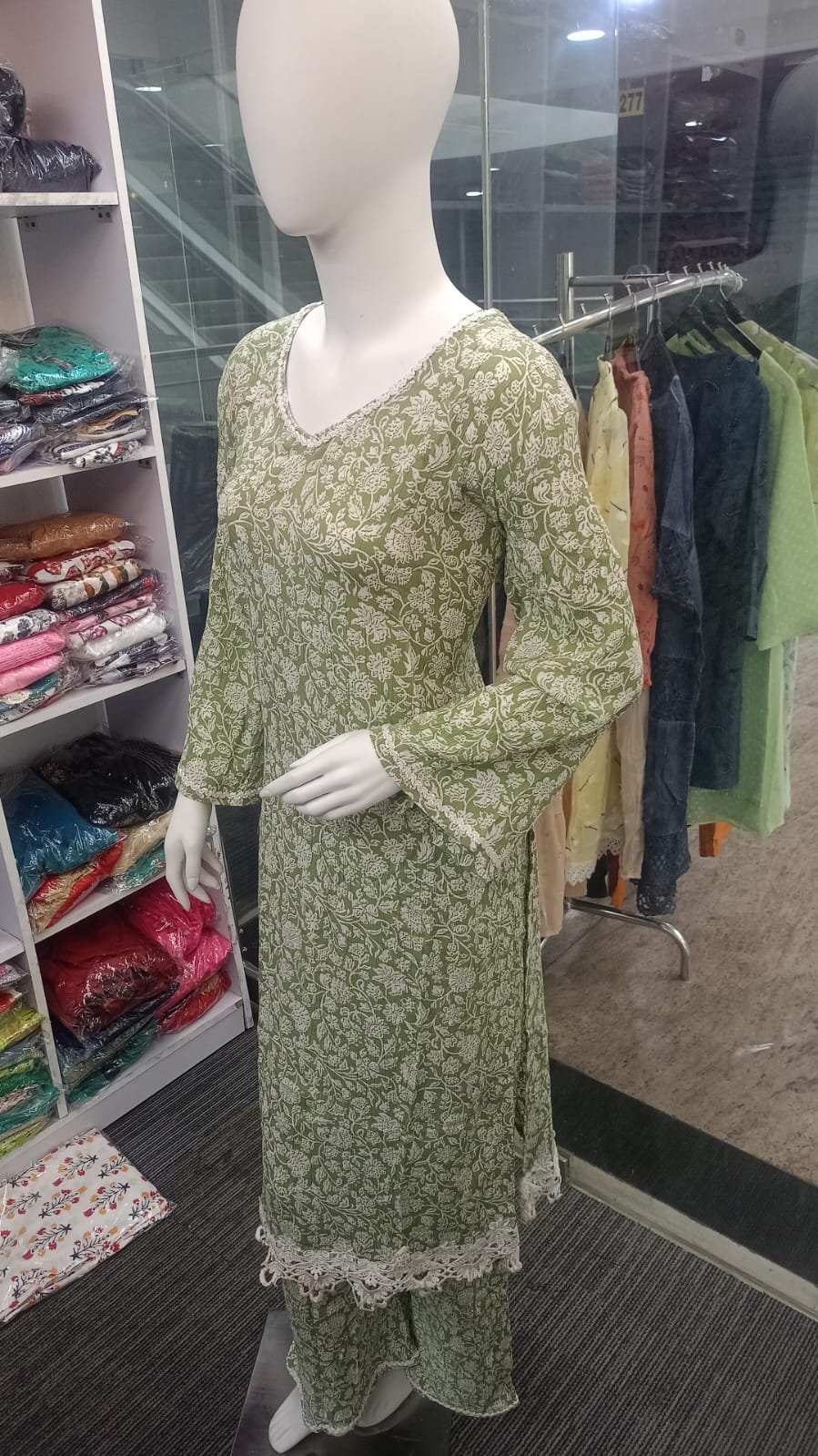 Olive Bloom Printed Kurta Set