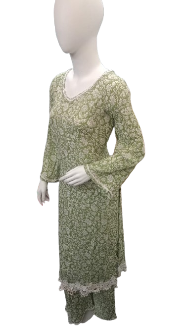 Olive Bloom Printed Kurta Set