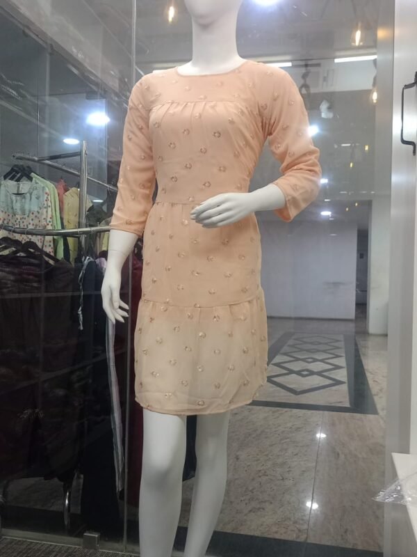 Peach Embroidered Mini Dress