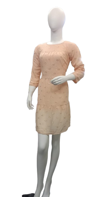 Peach Embroidered Mini Dress