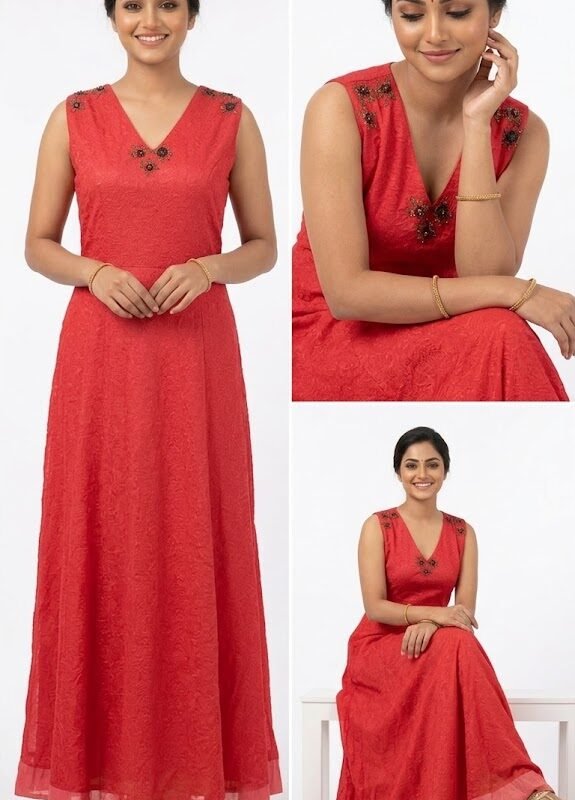 Red Anarkali Gown