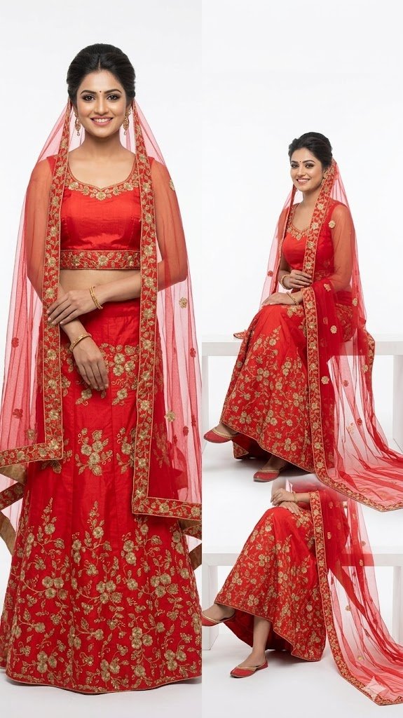 Red Bridal Lehenga Choli with Dupatta