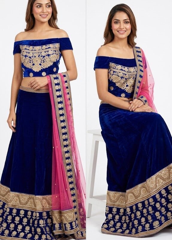 Velvet lehenga price contract dupatta